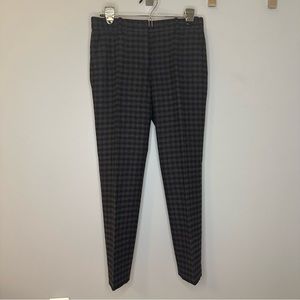 NWOT Theory Navy and Grey Wool Check Plaid Pants — Size 0